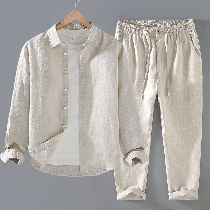 Linen Shirt Breathable - Set Linen Murni Kelas Atas Kemeja