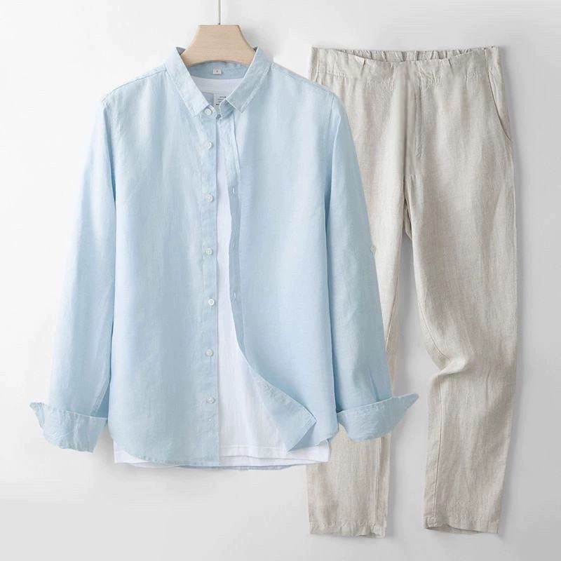 Kemeja Lengan Panjang Linen Ka - Linen Shirt Breathable ulasan dan harga