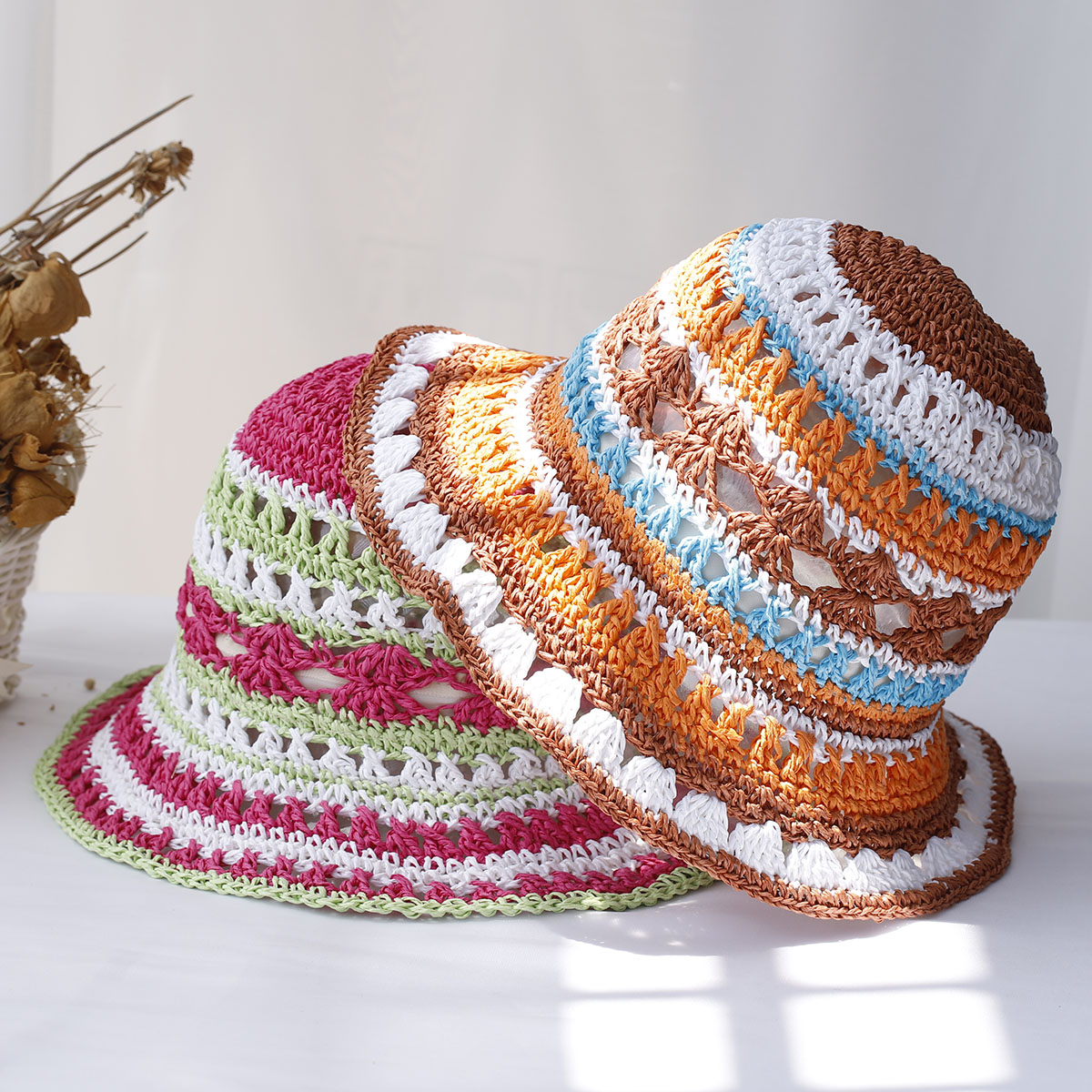 Topi jerami wanita, topi jeram - Bucket Hat Straw ulasan dan harga